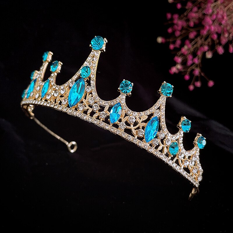 Children's Crown Headwear Flower Children's Crystal Handmade Hair Ornament Girl Crown Princess Birthday Band Stage Performance Photography4