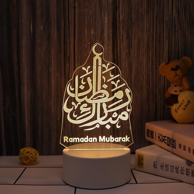 EID Mubarak 3D Night Light Decorations Acrylic LED Islamic Muslim Ramadan Festival Supplies for Home Decoration Night Lamp Bedroom Decor2