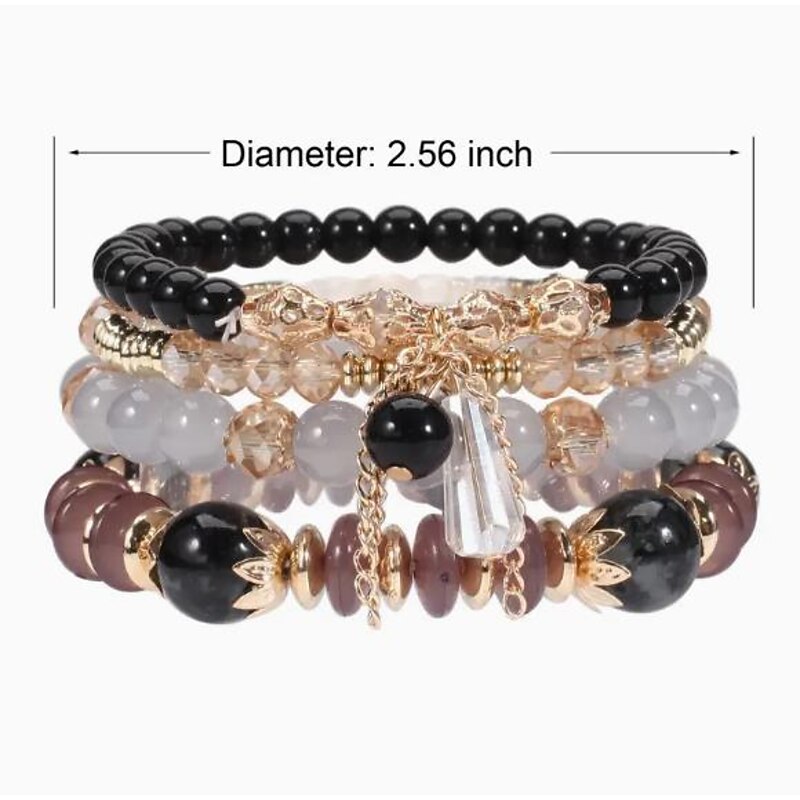 Bohemian Bracelet Women's Imitation Agate Alloy Tassel Multicolor Crystal Glaze Bracelet Set Fashion European and American Jewelry3
