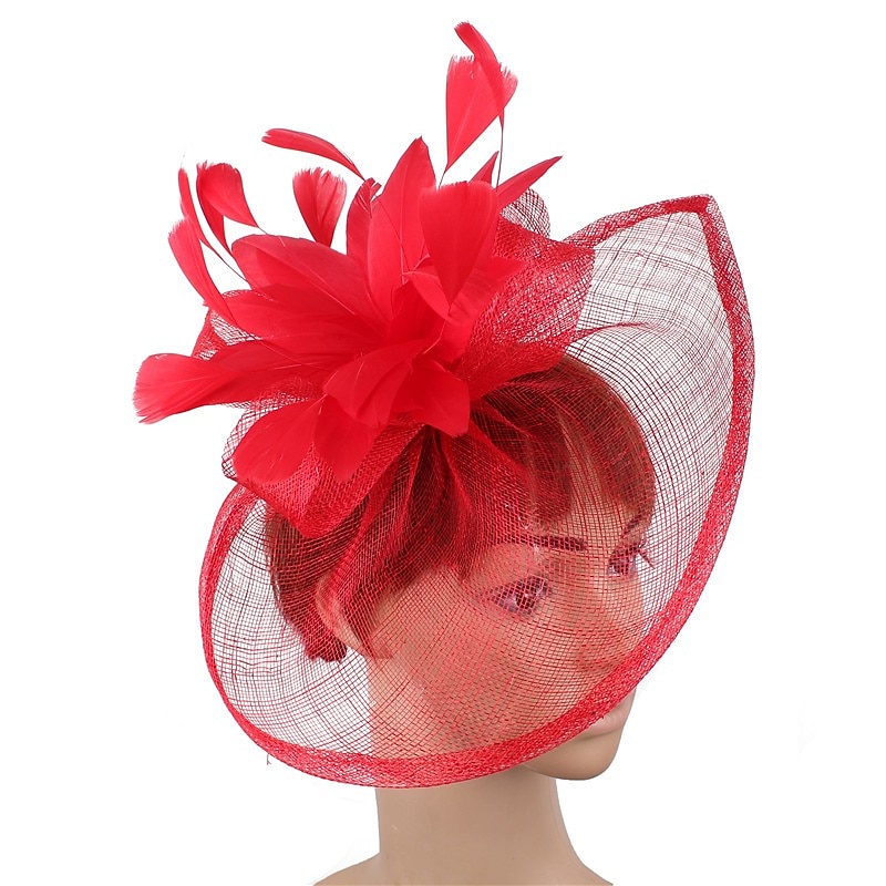 Fascinators Hats Headpiece Sinamay Formal Kentucky Derby Horse Race Ladies Day Church Elegant Vintage Glam With Feather Headpiece Headwear4
