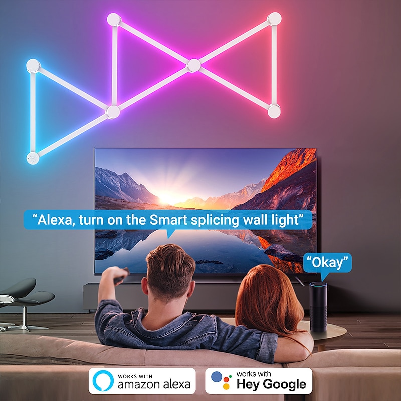 WIFILED Smart Light RGBIC Light Bar DIY Atmosphere Night Light APP Music Rhythm TV Backlight Bedroom Game Room Decoration Shustar3