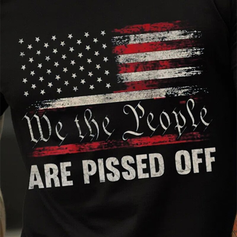 Veterans Day Men's Patriot Patriotic Veteran Graphic Prints Patriotic National Flag T shirt Graphic Tee Cotton Short Sleeves Graphic Shirt Black Navy Blue Comfortable Tee Street Vacation Fashion3