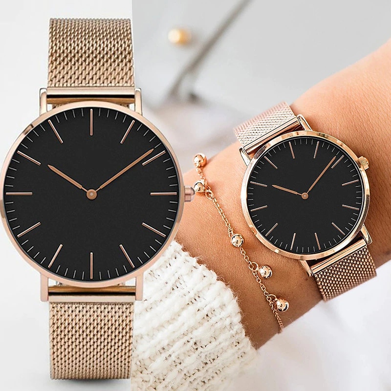 Quartz  Analog Quartz Minimalist Casual Classic Stainless Luxury Rose Gold Watch  Bracelet Watches Top Brand Ladies Casual Quartz Watch Steel Women's Wristwatch2
