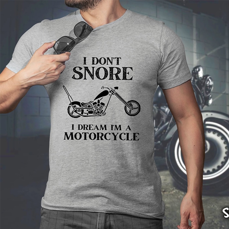 Men's Plus Size T shirt Tee Big and Tall Letter Crewneck Print Short Sleeves Stylish Casual Tops Biker Gift Outdoor Daily Wear Tops