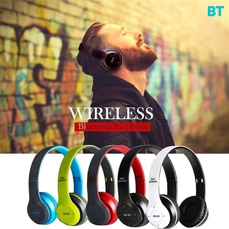P47 Headset Wireless Bluetooth Stereo Headphones Foldable Sport Earphone Handfree Supports TF Memory Card MP3 Player for Andorid2