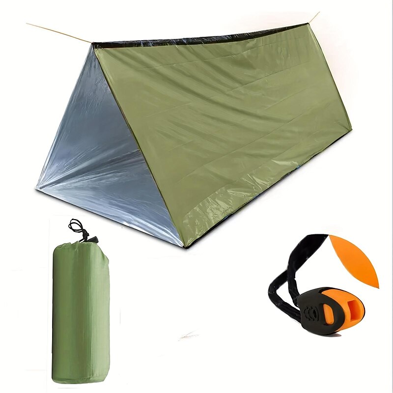 First Aid Tent, Portable Outdoor Emergency Shelter, Waterproof, Windproof And Warm Mylar Emergency Blanket For 2 People, Outdoor Camping Accessories