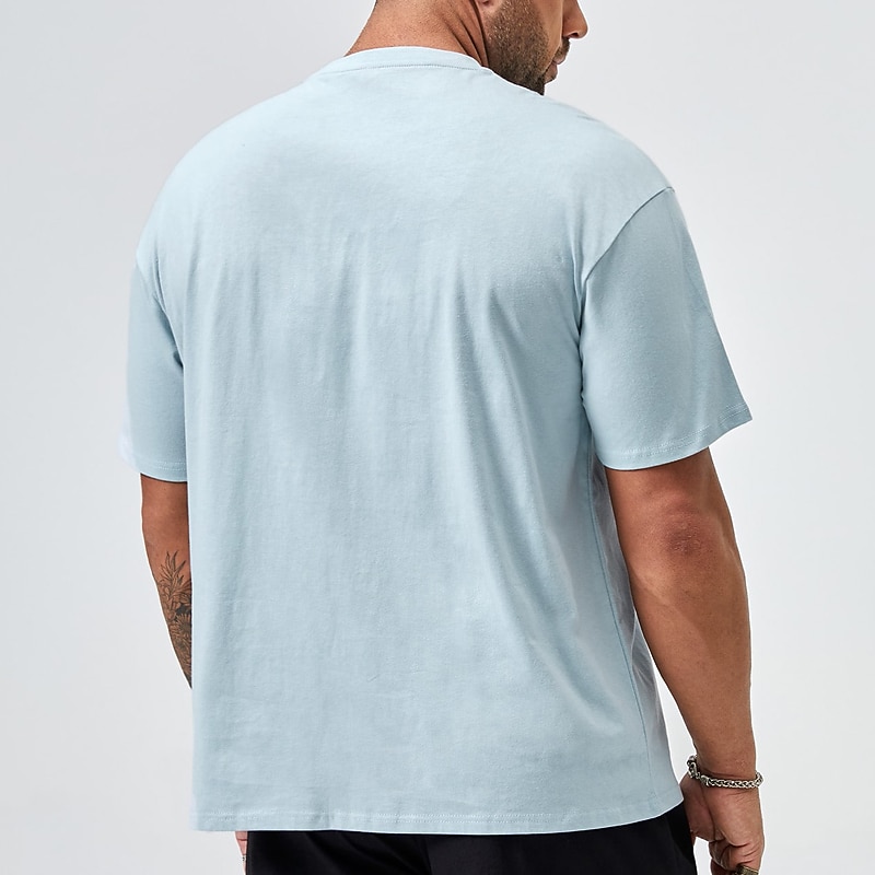 Men's Plus Size Big Tall T shirt Tee Tee Graphic Tee Crewneck Blue Short Sleeves Outdoor Going out Print Coconut Tree Clothing Apparel Polyester Stylish Casual Tops4