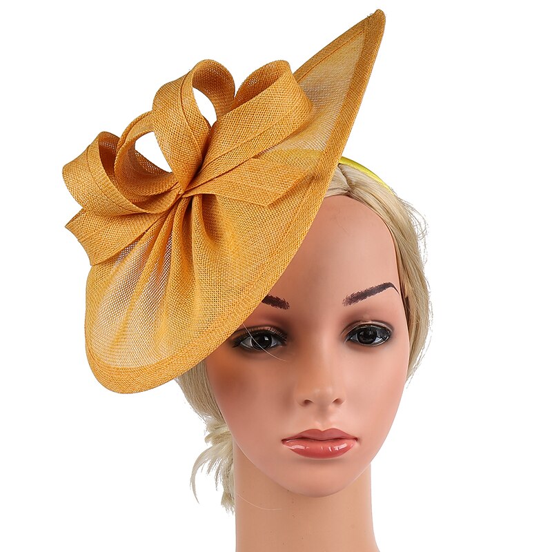Fascinators Hats Headwear Sinamay Polyester / Polyamide Bowler / Cloche Hat Fedora Hat Veil Hat Party / Evening Holiday Kentucky Derby Horse Race Ladies Day Vintage Style Glam Vintage With Feather2