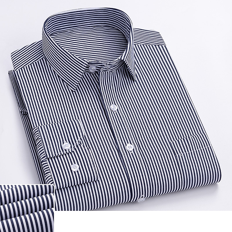 Men's Shirt Dress Shirt Striped Wedding Office & Career White Light Purple Light Grey Dark Grey Long Sleeve Turndown Spring &  Fall Clothing Apparel Print2