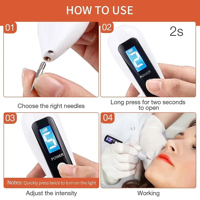 9 Level LCD Face Skin Dark Spot Remover Mole Tattoo Removal Laser Plasma Pen Machine Facial Freckle Tag Wart Removal Beauty Care2