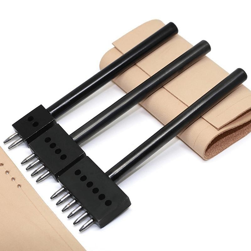 Convinent Circular Cut 2/4/6 Hole DIY Drilling Leather Leather Craft Punching Tool 5mm Spacing Prong Punch Tool3