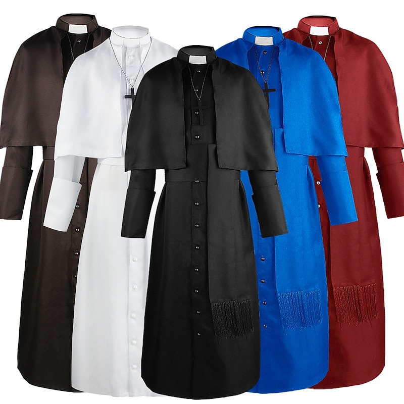 Retro Vintage Medieval Renaissance Masquerade Priest Fancy Dress Men's Fantasy Steampunk Carnival Masquerade Party Casual Daily Adults' Leotard / Onesie Belt Scarf