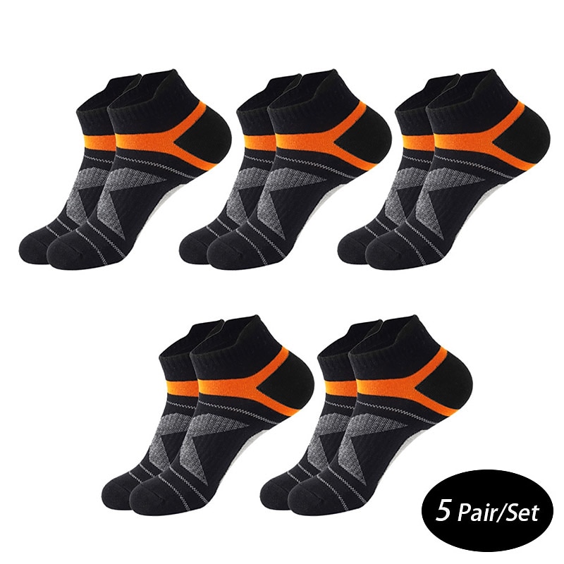 Men's 5 Pairs Socks Ankle Socks Running Socks Black Blue Color Color Block Daily Wear Vacation Weekend Medium Summer Spring Warm Ups
