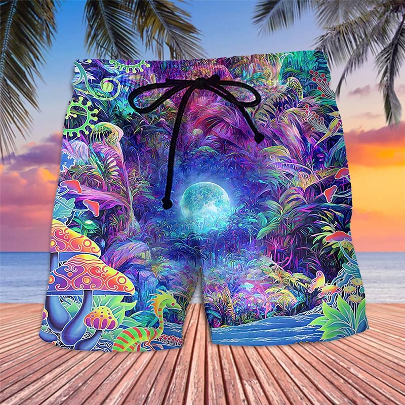 Men's Graphic Prints Mushroom Swimming Trunks Board Shorts Swim Shorts Mid Waist Hawaiian Boho Casual Daily Holiday Drawstring with Mesh lining Elastic Waist Designer Clothing Apparel4