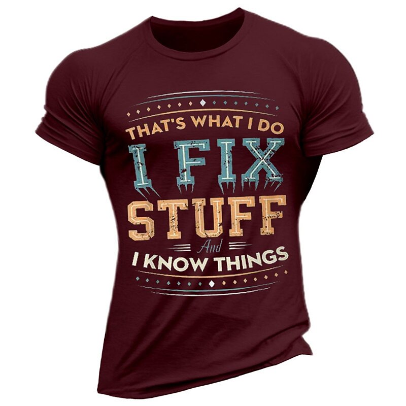 Men's Graphic Prints Letter Print Hobby T Shirt Graphic Tee Cotton Short Sleeves Graphic Shirt Wine Black White Comfortable Tee Vacation Street Fashion Designer Clothing2