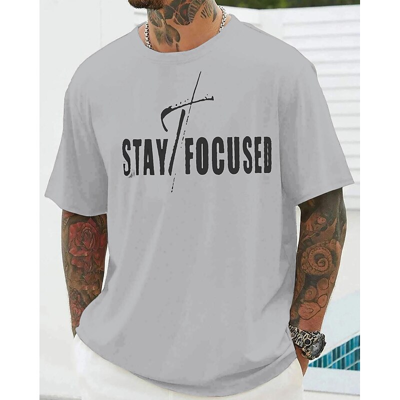 Men's Plus Size Big Tall T shirt Tee Tee Crewneck Black White Navy Blue Short Sleeves Outdoor Going out Print Graphic Prints Quotes & Sayings Clothing Apparel Cotton Blend Streetwear Stylish Casual4