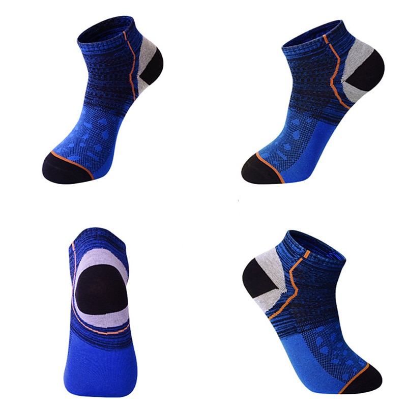 Men's 5 Pairs Ankle Socks Sneaker Socks Low Cut Socks Blue Light Grey Color Color Block Sports & Outdoor Casual Daily Medium Summer Stylish Classic2