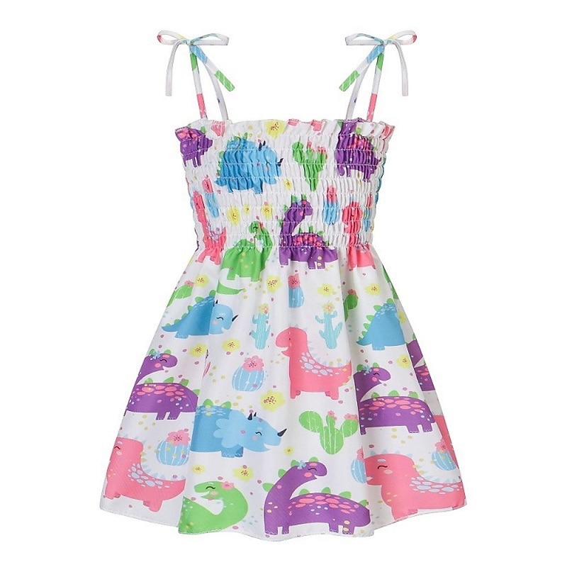 Kids Girls' Dress Solid Color Sleeveless School Adorable Daily Cotton Knee-length Summer Dress Summer Spring 3-7 Years White Yellow Blue3