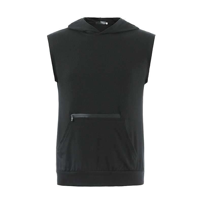 Men's Tank Top Vest Top Undershirt Sleeveless Hooded Summer Plain Fashion Classic Casual Zipper Pocket Vacation Sport Daily Black Wine Light Grey Top Tee for Men2