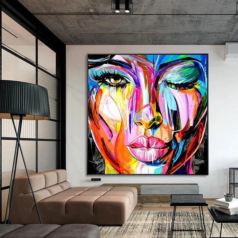 Mintura Handmade Face Oil Painting On Canvas Wall Art Decoration Modern Abstract Figure Picture For Home Decor Rolled Frameless Unstretched Painting3