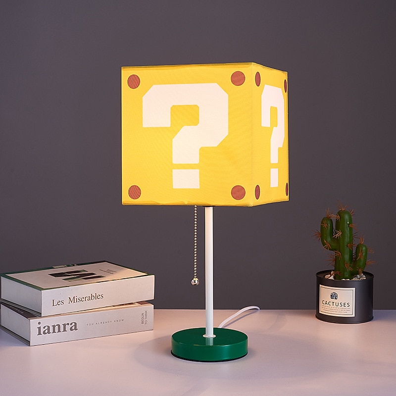 Creative Super Bros Mario Decorative Table Lamp Super Mary Bedroom Square Children's Cartoon Bedside Lamp Question Block Decor Night Light Merchandise4