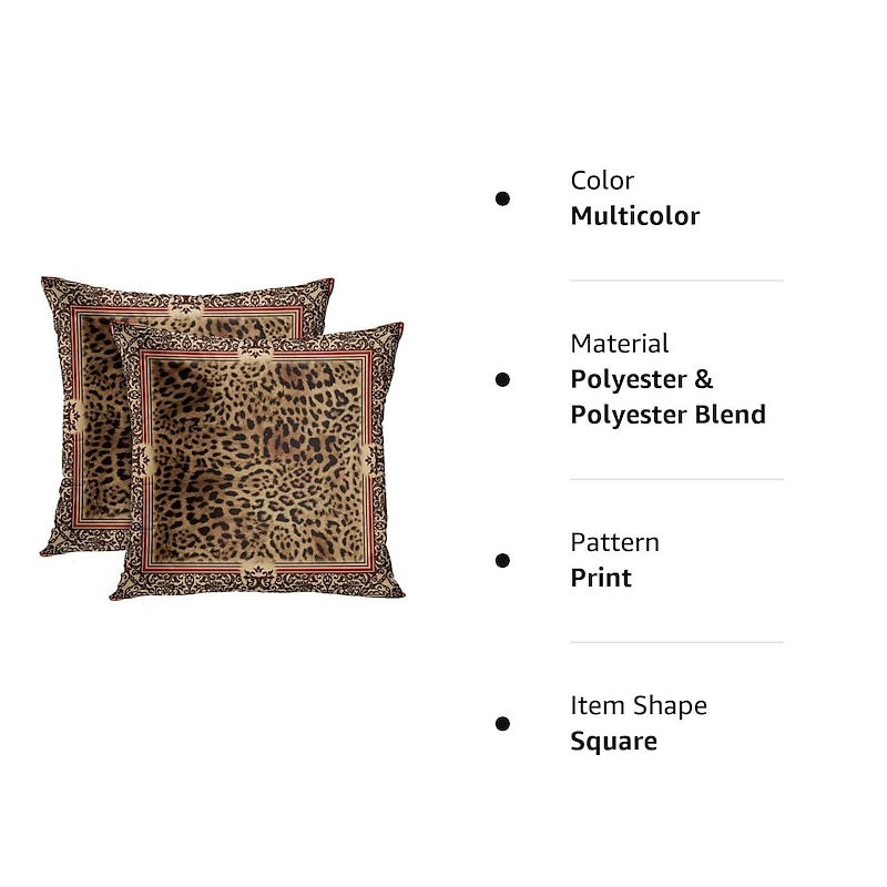 Animal Print Double Side Pillow Cover 2PC Soft Decorative Square Cushion Case Pillowcase for Bedroom Livingroom Sofa Couch Chair4