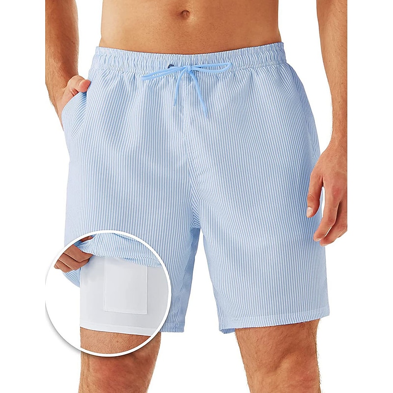 Men's Board Shorts Swim Shorts Swim Trunks Shorts With Compression Liner Plain Comfort Breathable Holiday Going out Swimming Pool Hawaiian Boho Black Pink4