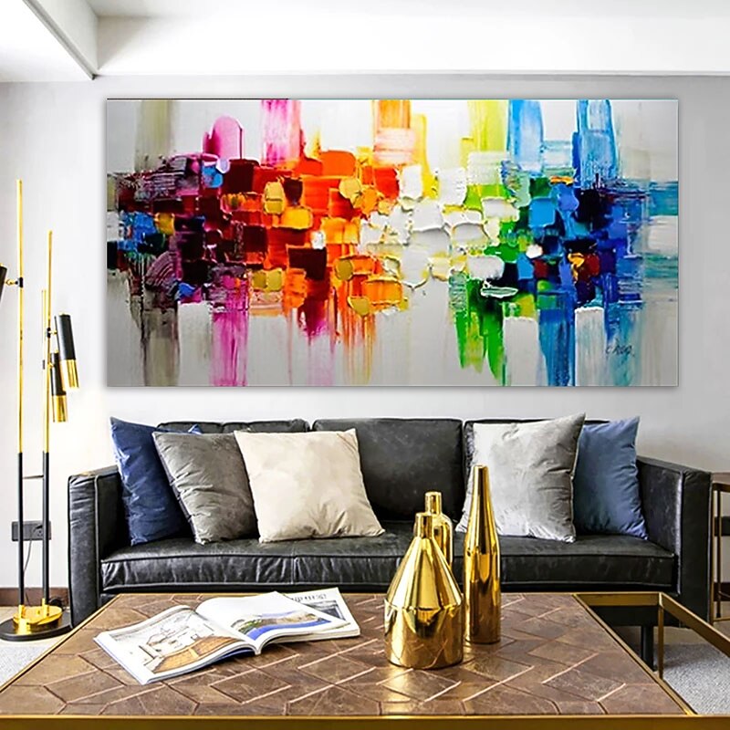 Oil Painting 100% Handmade Hand Painted Wall Art On Canvas Colorful Abstract Line Modern Style Home Decoration Decor Rolled Canvas No Frame Unstretched 120*60cm/160*80cm4