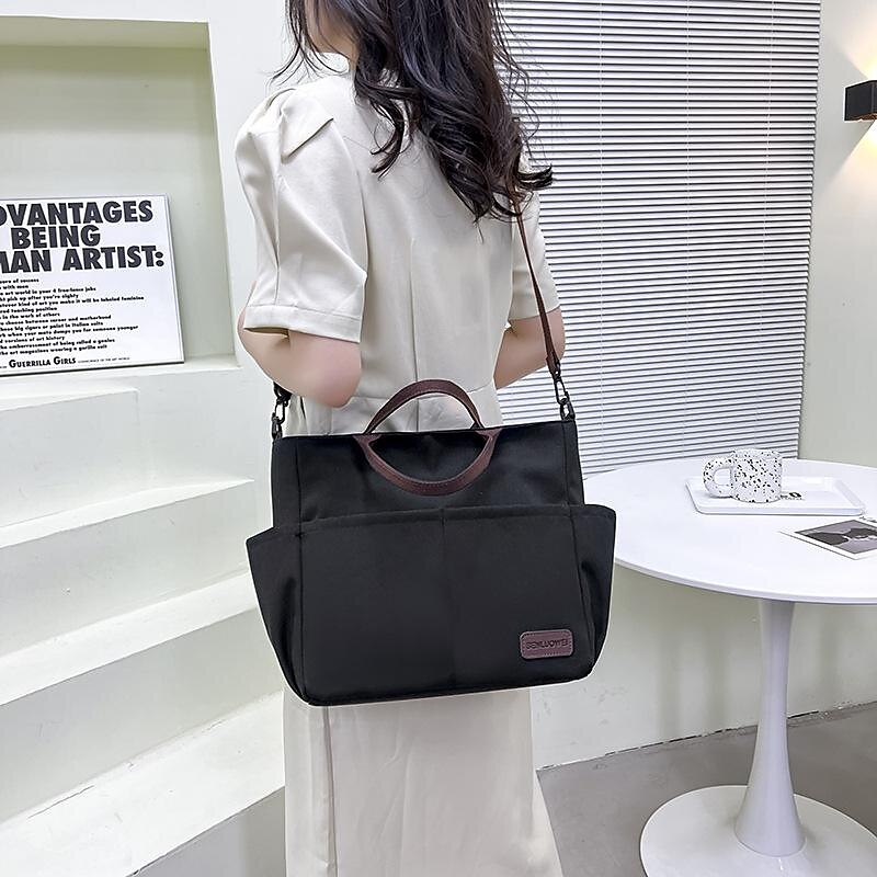 Large Canvas Tote Bag with Multiple Pockets – Casual Crossbody Shoulder Handbag for Women, Travel & Everyday Use4