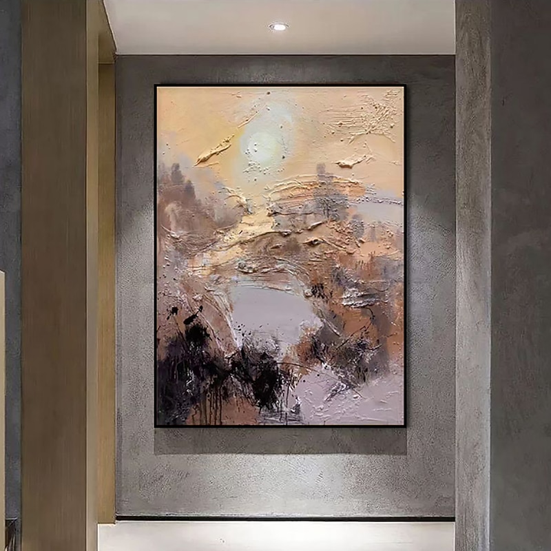 Handmade Oil Painting Canvas Wall Art Decoration Zao Wou-ki's Abstract Modern Style for Home Horizontal Living Room Decor Rolled Frameless Unstretched Painting3