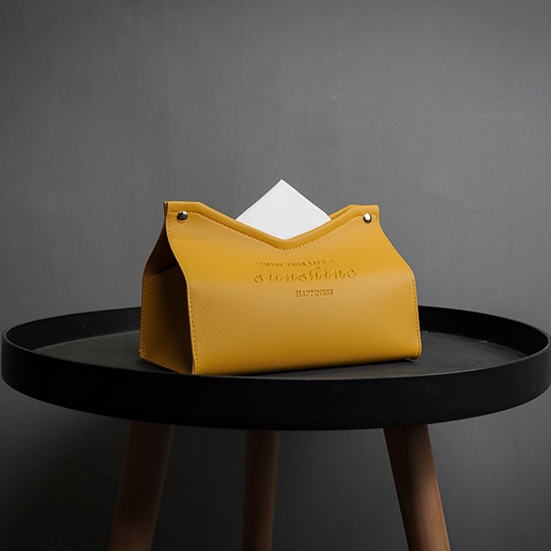 Leather Tissue Box Nordic Car Tissue Box INS Home Living Room Decoration Bedroom Kitchen Desktop Storage Box Napkin Holder4