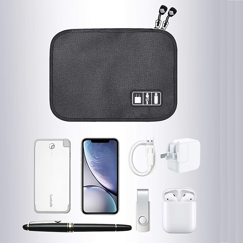 Electronics Organizer Travel Universal Cab Cord Organizer Compact Electronics Organizer Portable Tech Bag Travel Cable Case Travel Essentials for Cable Storage Cord Storage and Electronic Accessories3