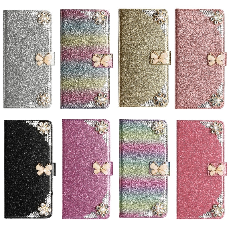 Phone Case For Samsung Galaxy S25 S23 S22 S21 Ultra Plus A35 5G A14 A12 Wallet Case Rhinestone Wallet Full Body Protective Glitter Shine Crystal Diamond TPU PC PU Leather2