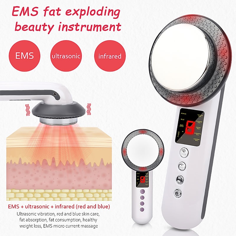 LCD Display Ultrasound Body Slimming Device Weight Loss Machine Anti Cellulite Fat Burner EMS Cavitation Face Lifting Beauty Massager with Red Blue Light Therapy2