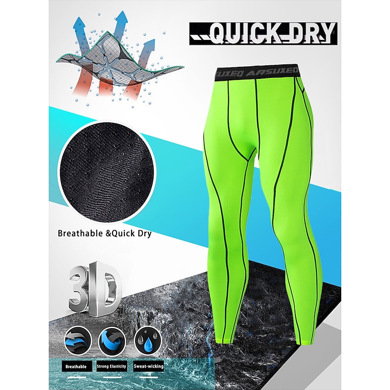 Arsuxeo Men's Compression Pants Running Tights Leggings Base Layer Athletic Athleisure Fall Polyester Breathable Quick Dry Moisture Wicking Soft Compression Fitness Gym Workout Running Sportswear4