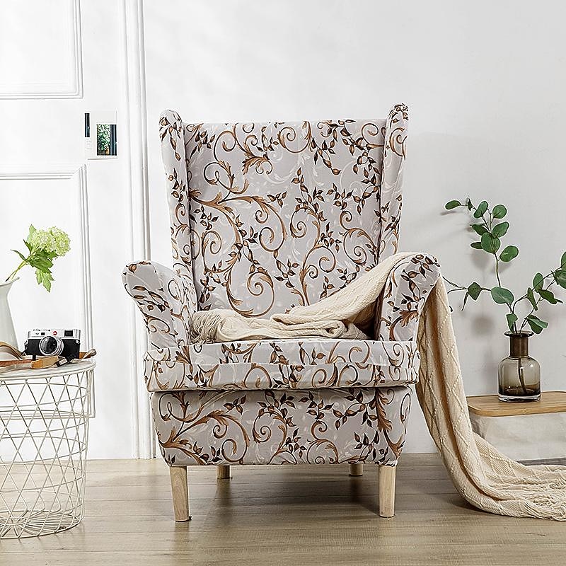 Stretch Wingback Chair Cover Wing Chair Slipcovers With Seat Cushion Cover Spandex Jacquard Wingback Armchair Covers3