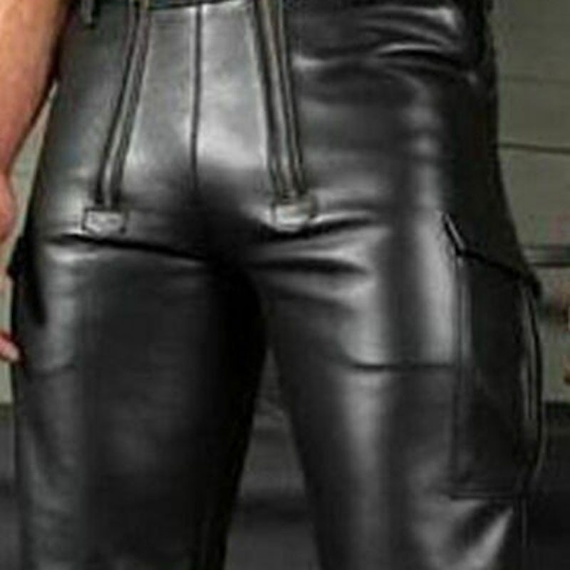 Men's Shorts Faux Leather Shorts Pocket Plain Comfort Breathable Outdoor Daily Going out Fashion Streetwear Black2