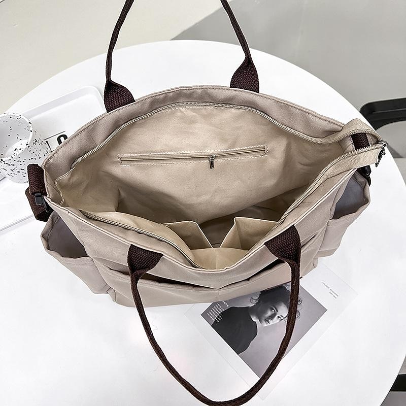 Large Canvas Tote Bag with Multiple Pockets – Casual Crossbody Shoulder Handbag for Women, Travel & Everyday Use2