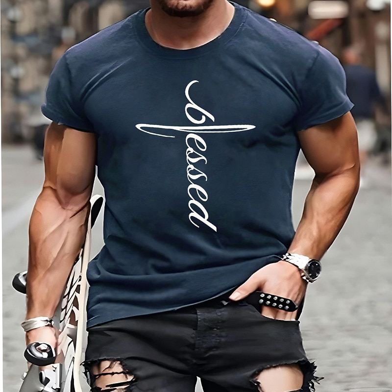 Men's Blessed Cross Graphic Short Sleeve T-Shirt2