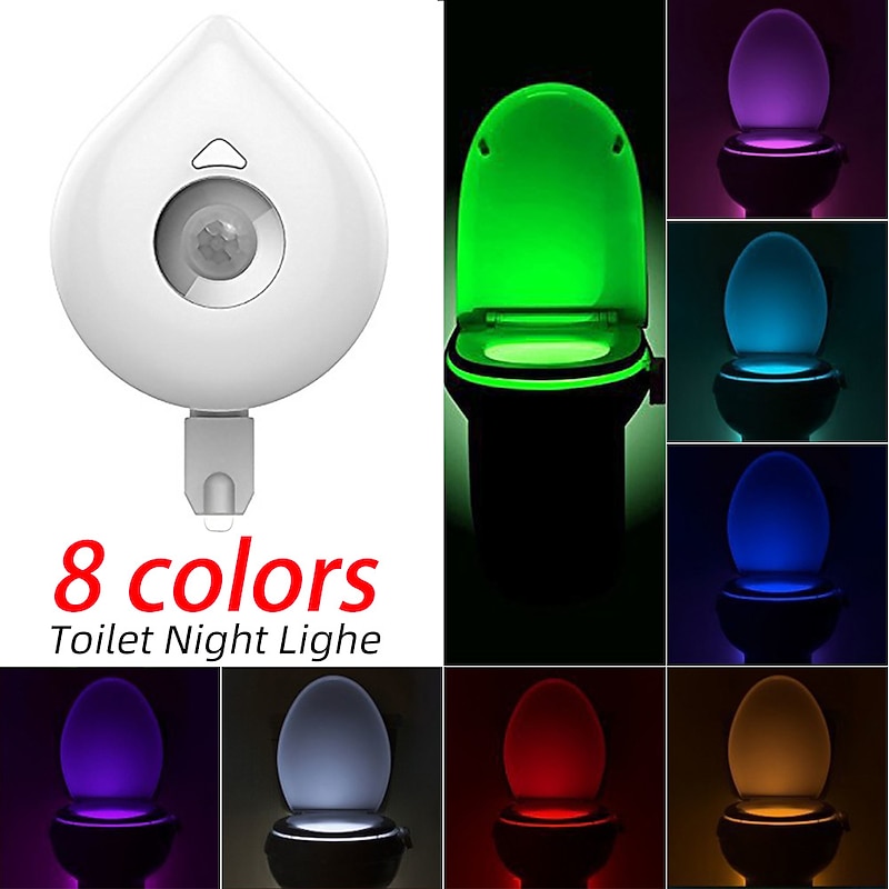 Sensor Toilet Seat Night Light Smart PIR Motion 8 Colors Waterproof Backlight 2PCS for Toilet Bowl LED Luminaria Lamp Toilet Light2
