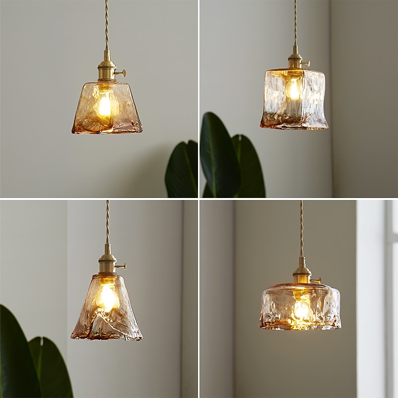 LED Pendant Light Mini Glass Copper Pendant Ceiling Hanging Light with Glass Shade Clear Glass Pendant Lighting for Bedroom Living Dining Room Kitchen2