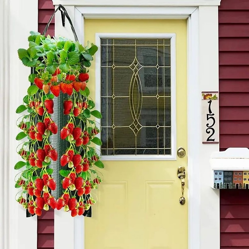Hanging Strawberry Grow Bag, Strawberry Grow Bag With 8 Holes For Strawberry Tomato And Pepper Upside Down Tomato Grow Bag, Vegetable Grow Bag, Gardening Supplies2