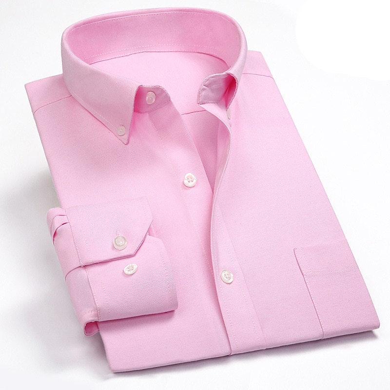 Men's Shirt Dress Shirt Oxford Shirt Plaid Wedding Office & Career Light Pink Light Blue Black White Short Sleeve Turndown Spring &  Fall Clothing Apparel Print3