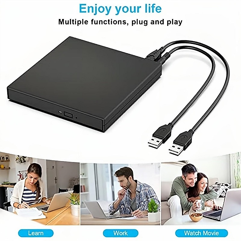 External CD DVD Drive USB 2.0 Slim Protable External CD-RW Drive DVD-RW Burner Writer Player For Laptop Notebook PC Desktop Computer4