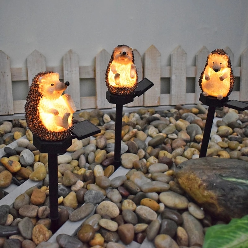 Solar Lamp Outdoor Garden Lamp Imitation Animal Solar Night Lamp Hedgehog Resin Landscape Channel Spotlight LED Pile Lamp Garden Garden Lawn Lawn Lamp  1PC
