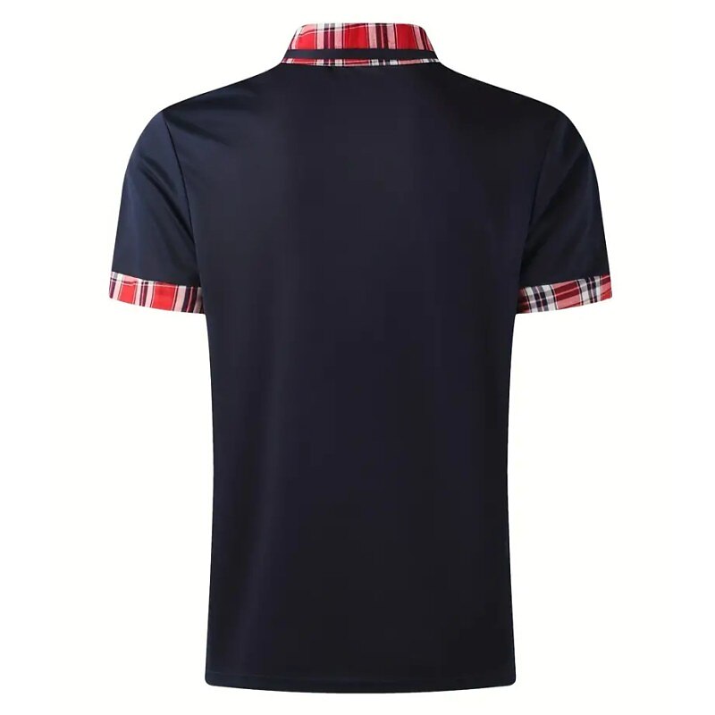 Men's Tennis Shirt Golf Shirt Business Casual Collar Polo Collar Short Sleeve Simple Basic Solid Color Plaid / Check Patchwork Button Summer Regular Fit Black White Red Navy Blue Blue Green Tennis4