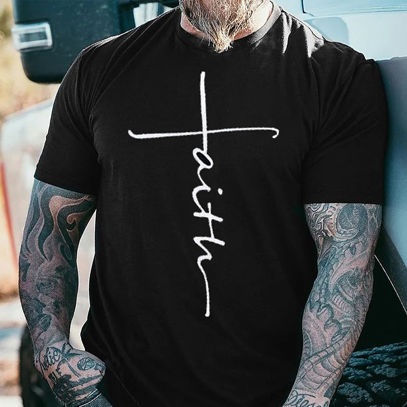 Men's Plus Size Big Tall T shirt Tee Tee Crewneck Black Short Sleeves Outdoor Going out Sports Tops Print Graphic Clothing Apparel Cotton Blend Vintage Streetwear Stylish - Main Image