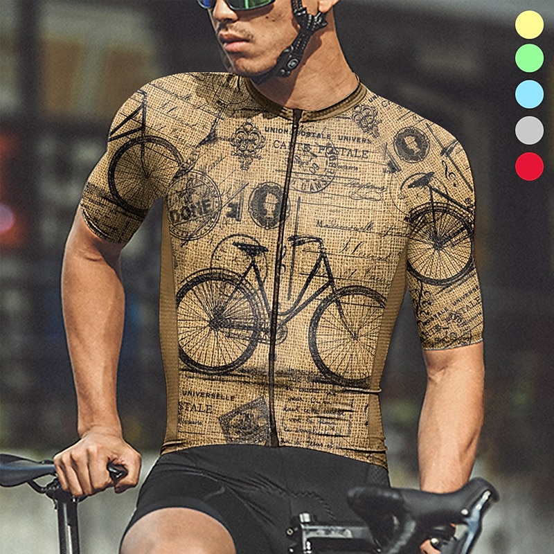 Men's Cycling Jersey Graphic Funny Short Sleeve Bike Jersey Top with 3 Rear Pockets Mountain Bike MTB Road Bike Cycling Quick Dry Reflective Strips Back Pocket Moisture Wicking Sports Red Blue Orange