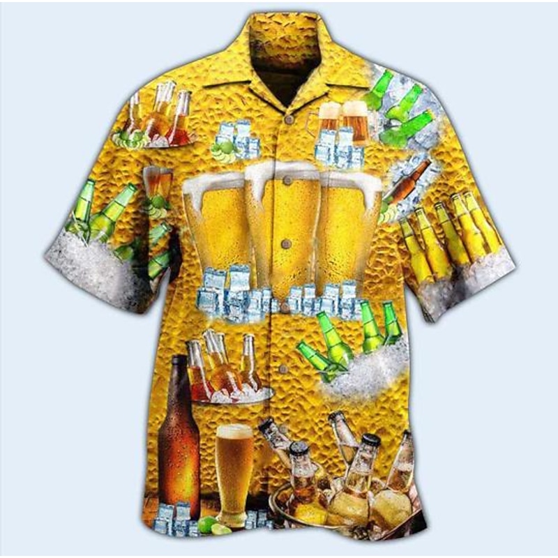 Men's Letter Poker Shirt Summer Hawaiian Shirt Button Up Shirt Short Sleeve Tropical Fashion Hawaiian Casual Hawaiian Holiday Summer Spring Turndown Print Button-Down Black / Green Yellow Black / Red3