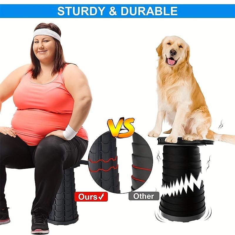 Portable Folding Stool Collapsible Stool for Queuing, Fishing, and Outdoor Camping Ultralight and Adjustable with extendable height 45cm/17.7in4